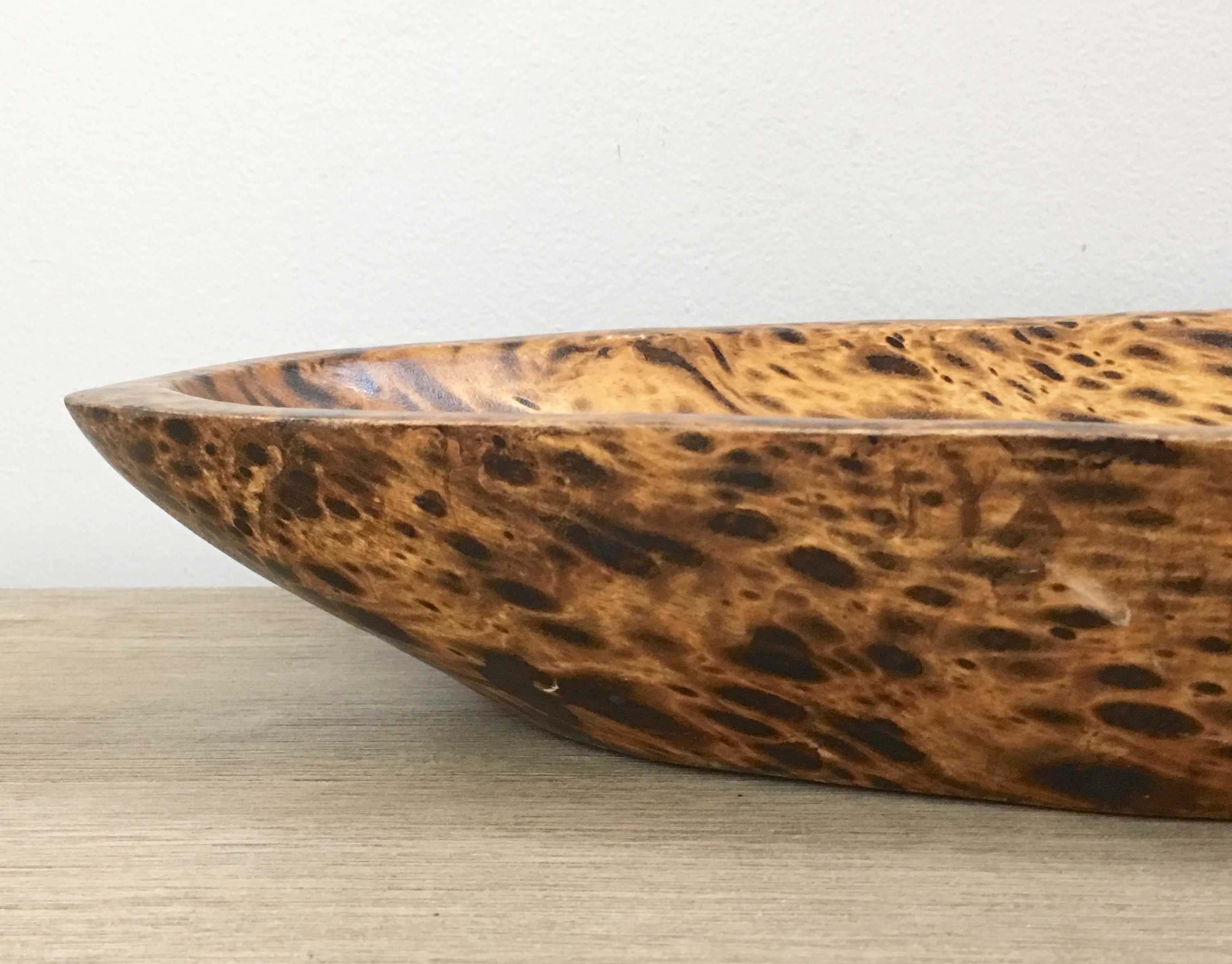 Long Wooden Bowl 24 Hand Turned Spalted Spotted Grained