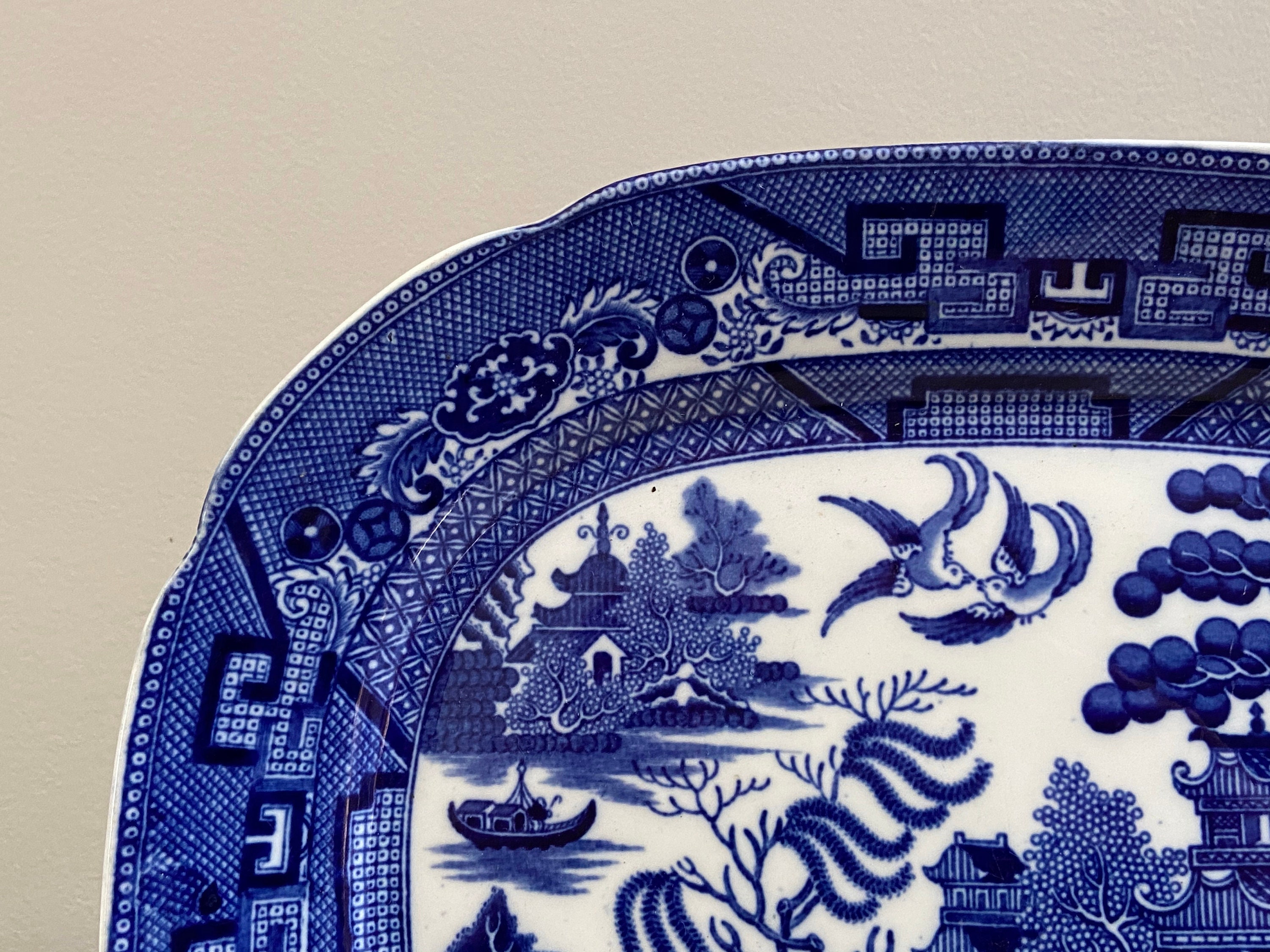 Allertons Blue Willow Serving Platter Tray 1920s English ...