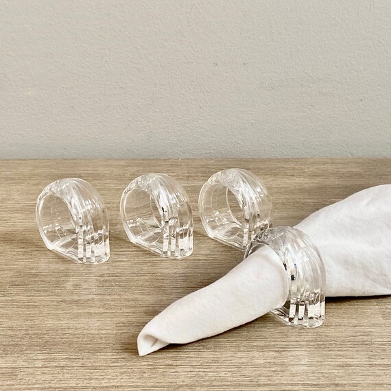 Vintage Lucite Napkin Rings Holders Sculptural Set of Four 4 Etsy
