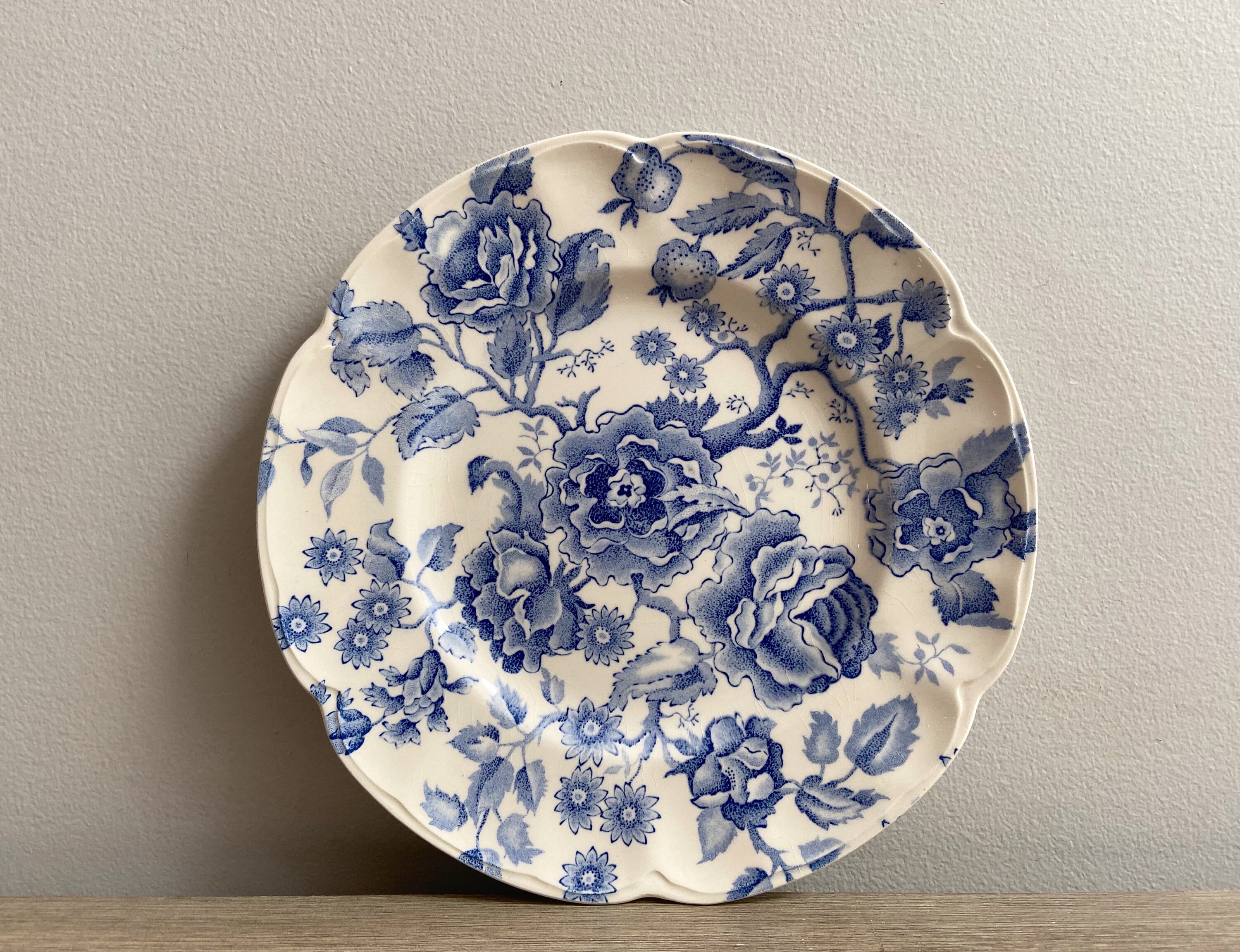 Blue White China Wall Plate Set Collection Collage