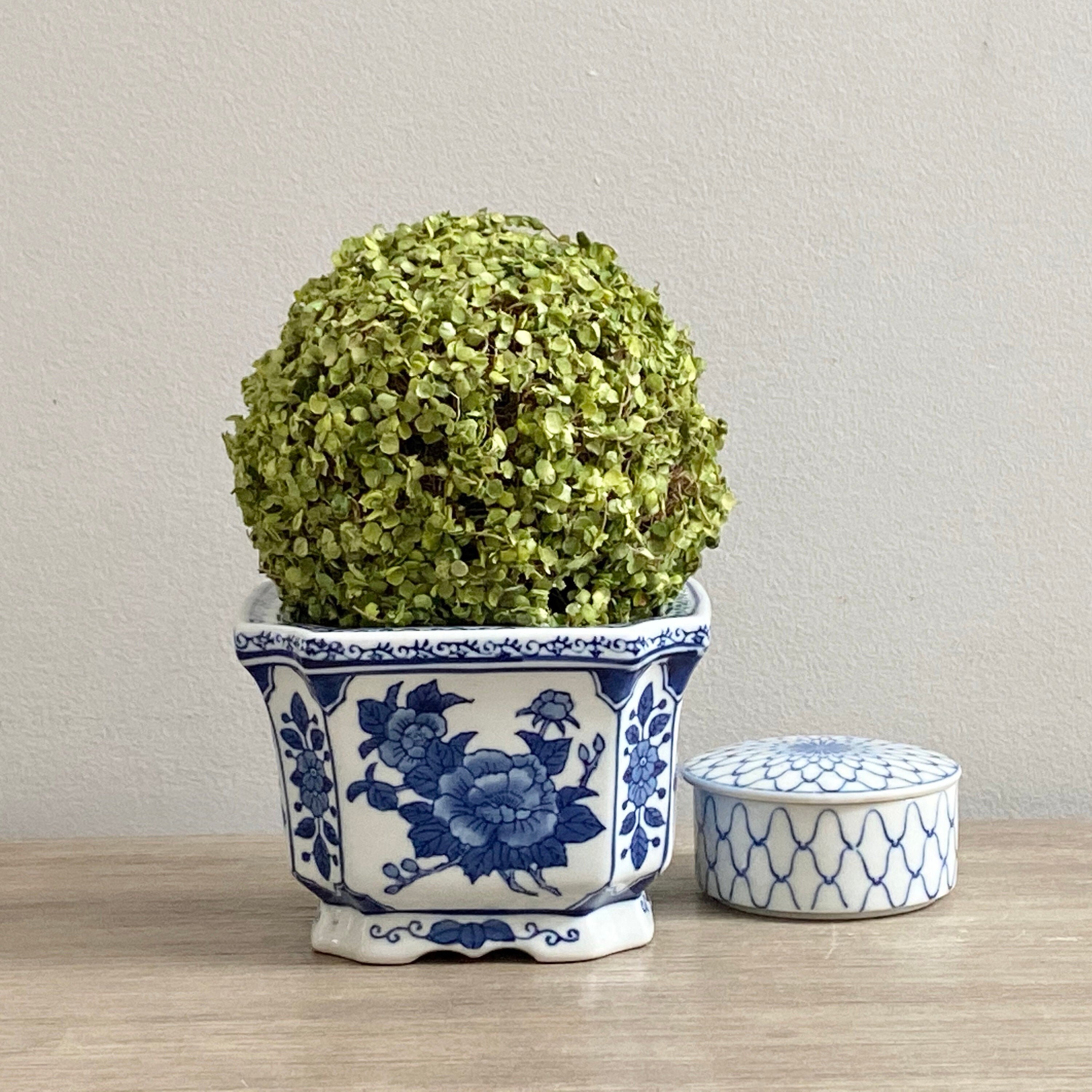 Outdoor Gardening Home Living Dark Blue And White Ceramic Planter Gift For Gardener Terra Cotta Orchid Planter With Chinese Motif Design Handmade Gift For Orchid Lover