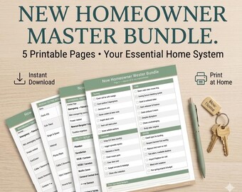 New Homeowner Printable Bundle | Moving Checklist | Home Maintenance | First Year Budget | Instant Download PDF