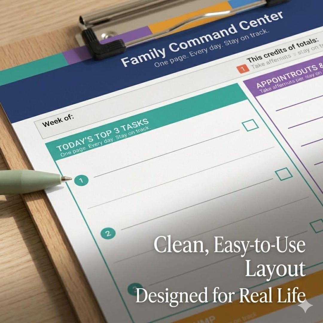 Family Command Center Printable | ADHD Friendly Weekly Planner | Colour ...