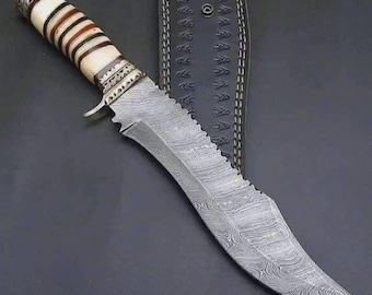 Custom handgemaakte damascus stalen bowiemes 15 inch, met schede, middeleeuws zwaard, verjaardagscadeaus voor vader, cadeaus voor haar