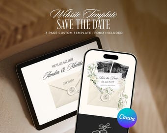 Ivory Save the Date Website Template, Editable Neutral Old Money Wedding Invitation (Digital Download)