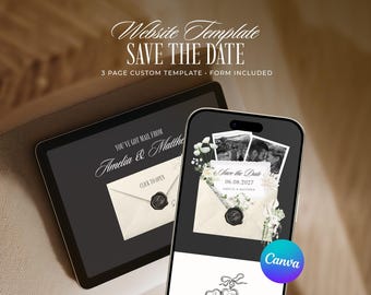 Save the Date Canva Website Template, Monochrome Old Money Wedding Invitation (Digital Download)