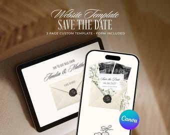 Save the Date Website Template, Old Money Wedding Invitation, Monochrome Theme (Digital Download)