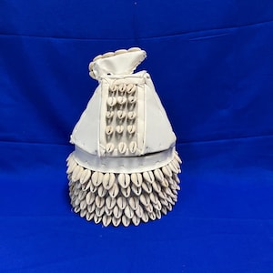 White Handmade Beaded Ile Ori with Ibori, Nigerian Traditional Item