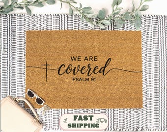 Psalm 91 Covered Doormat, Christian Welcome Mat, Religious Home Decor