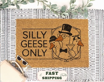 Silly Geese Only Coir Doormat, Funny Goose Porch Decor, Farmhouse Entryway Gift