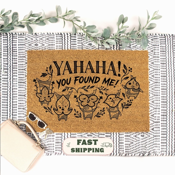 Korok Inspired Coir Doormat, Yahaha You Found Me Gamer Porch Decor