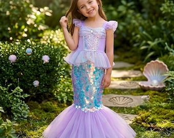 Ariel Dress for Kids – Little Mermaid Princess Costume for Girls Mermaid Outfit Birthday Party Dress Disney Inspired Cosplay