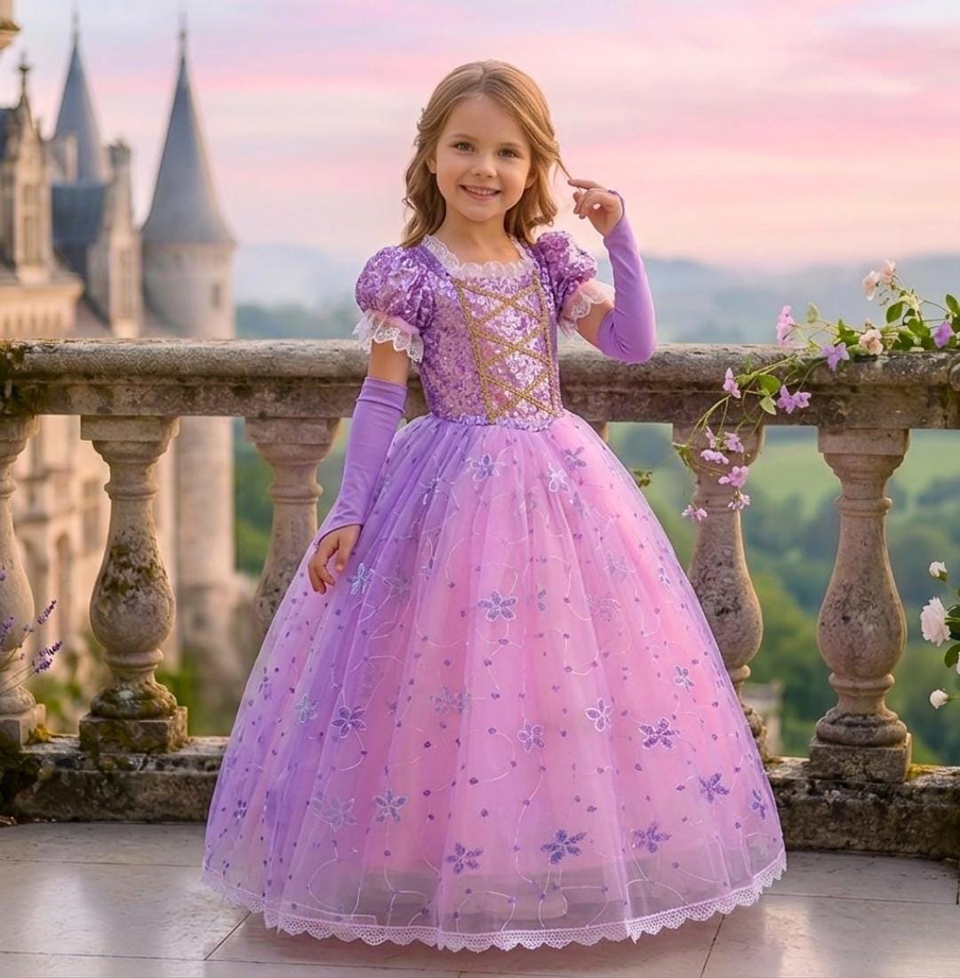 purple and pink princess dress Princess A-line Spaghetti Strap Lavender Prom Dress with Applique US0 / As Picture