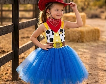 Jessie Cowgirl Costume for Girls Toy Story Inspired Dress Kids Cowboy Tutu Outfit Halloween Birthday Party Cosplay