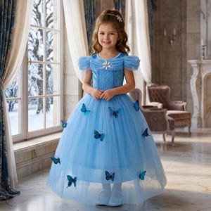 big puffy princess dresses for halloween Luxurious Girls Puffy Ball Gown Toddler Birthday Party Princess Dress, 3-4 Years (110cm)