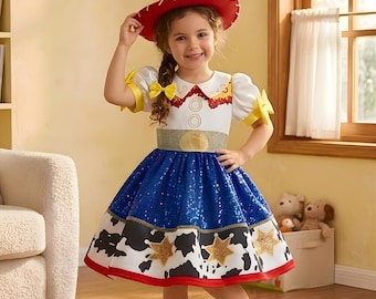 Jessie Toy Story-kostuum voor meisjes - Disney Pixar Cowgirl-verkleedjurk met hoed Halloween-outfit voor kinderen en peuters