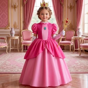 princess peach birthday dress Amazon.com: AmzManch Princess Dress for Girls Deluxe Lace Costume Cosplay  Party Dress Up Outfit with Accessories 3-4T : Clothing, Shoes & Jewelry