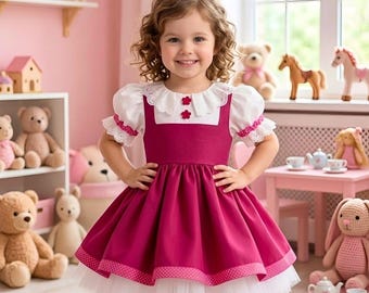 Baby Girl Masha Maid Costume - Rose Red Fairy Tale Toddler Dress
