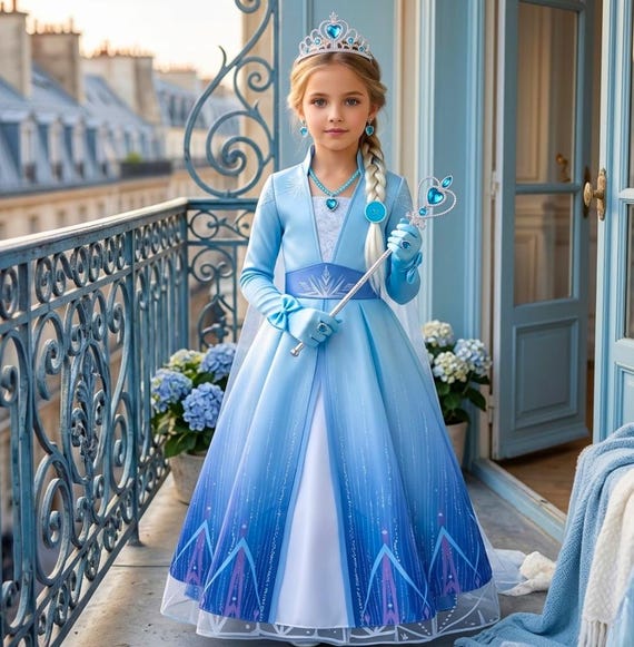 princess dresses with tiara included for sale Blue Princess Cinderella Costume Dress for Girls Dress Up. Queen of Kingdom. Sara Dresses