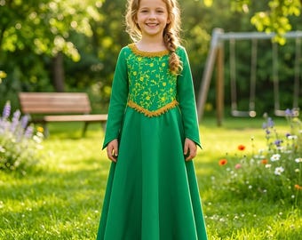 Prinzessin Fiona Kleid für Mädchen - Grünes Fiona Inspiriertes Kostüm | Kinder Geburtstagsparty & Halloween Outfit