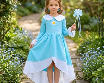 Disfraz de Rosalina para niñas, vestido de princesa de Super Mario, traje de cosplay para niños, disfraz para fiestas de cumpleaños y Halloween.
