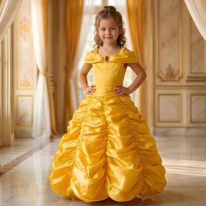 open lace back dress Princess Yellow Off-the-shoulder Disney Belle Velour Bodysuit Dress