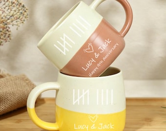 Personalized 9 Year Anniversary Engraved Pottery Mug Engagement Gift, Wedding or 9 Year Anniversary Keepsake, Pottery Anniversary Gift