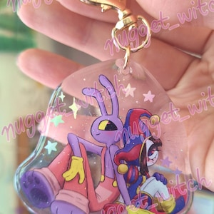 Funnybunny Jax Pomni Keychain | Sparkly Acrylic with Gold Clasp (2.5 inch)