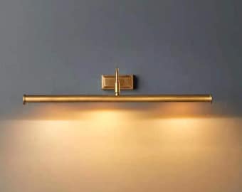 Brass Picture Light Wall Mount – Antique Gold Art Lamp – Gallery Lighting Fixture – Vintage Style Wall Sconce Decor