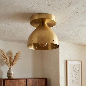 Brass Flush Mount Sconce - Mid Century Modern Ceiling Light