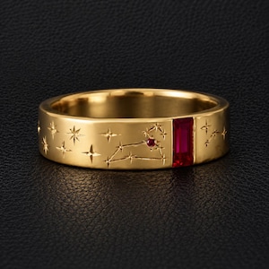 Ruby Celestial Band, Starburst Band,14K Gold Statement Band, Star Jewelry, Everyday Band, Wedding Band, Vintage Ring, Christmas Gift for Her