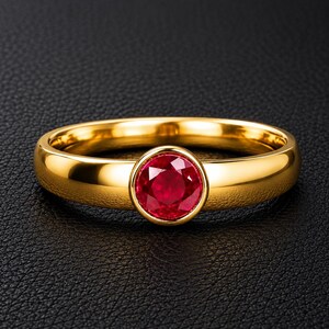 Förlovningsring med rubin, solitärring i 14 karat guld, handgjord ring med födelsesten i juli, ring i vintagestil, läckra brudsmycken, julklappar till henne