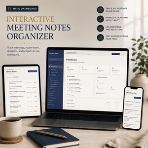 Meeting Notes Template, Action Item Tracker, Team Meeting Agenda and Decision Log