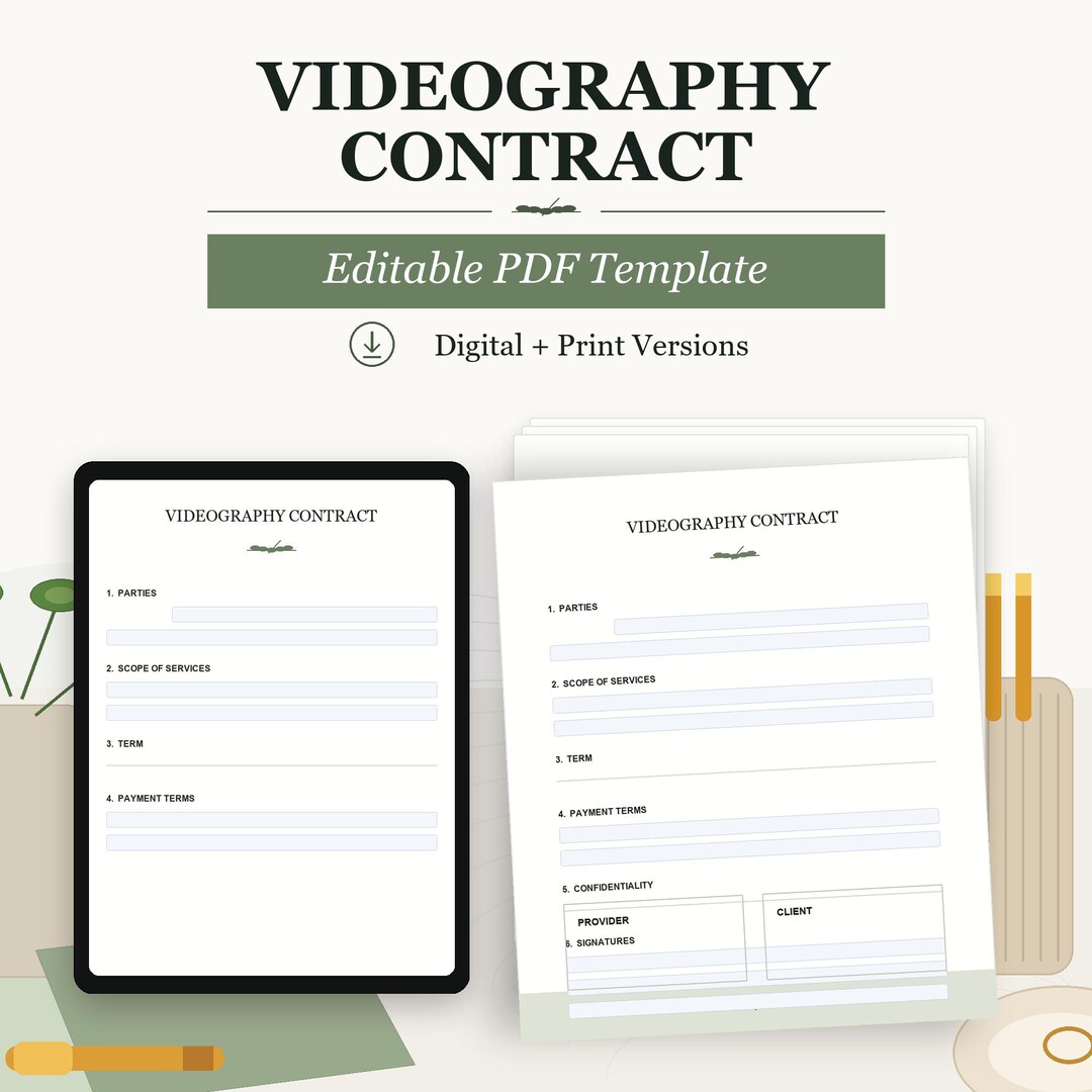 Videography Contract Examples Videography Contract Template | Editable PDF Videographer Agreement ...