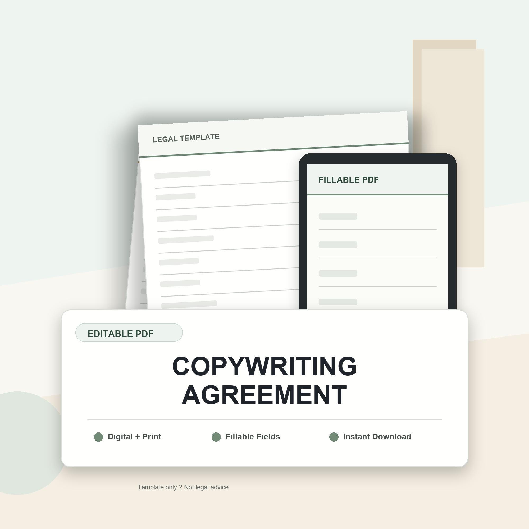 Copywriting Agreement Template | Editable PDF Copywriter Contract ...