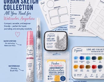 Landscape and Urban Sketch Watercolor Collection| Holbein Watercolors, Cotton Paper Pages