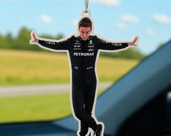 George Russell T Pose Air Freshener, F1 Car Freshener, Motorsport Fan Accessory