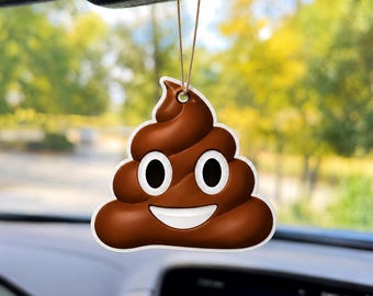 Funny Poop Emoji Air Freshener, Meme Car Freshener, Novelty Hanging Auto Accessory