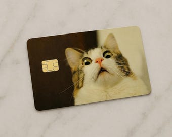 Funny Cat Credit Card Skin, Meme Debit Card Decal, Animal Wallet Accessory