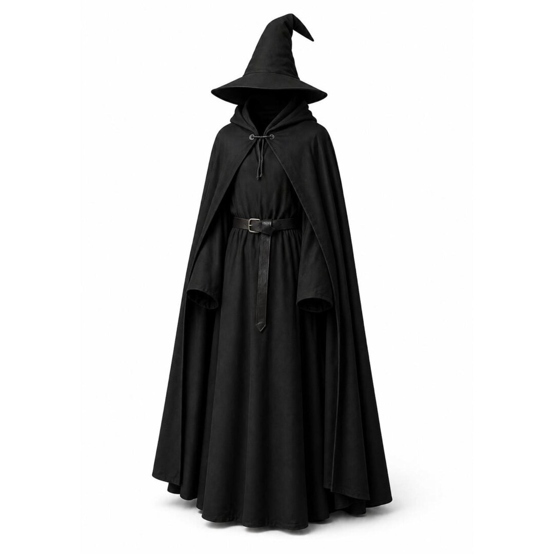 Hooded Black Wizard Cloak Costume, Dark Gothic Fantasy Cape - Etsy