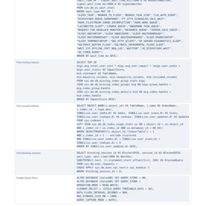 May include: A screenshot from "IT Pro Guides Complete Microsoft Reference" with SQL code snippets. The text includes queries for wait statistics, missing indexes, unused indexes, and blocking sessions. The page number is 20.