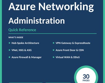 Azure Networking Administration Quick Reference | VNet, Firewall, VPN, Load Balancing (PDF Download)