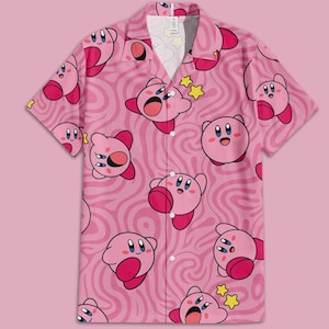 Kirby Super Mario Swirling Hawaiian Shirt, Dream Land Kirby Hawaiian shirt, Super Mario Universal Studio Summer Vacation Shirt