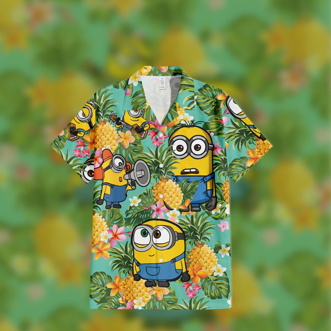 Tropical Pineapple Minion Hawaiian Shirt - Hawaiian Button up Shirt ...