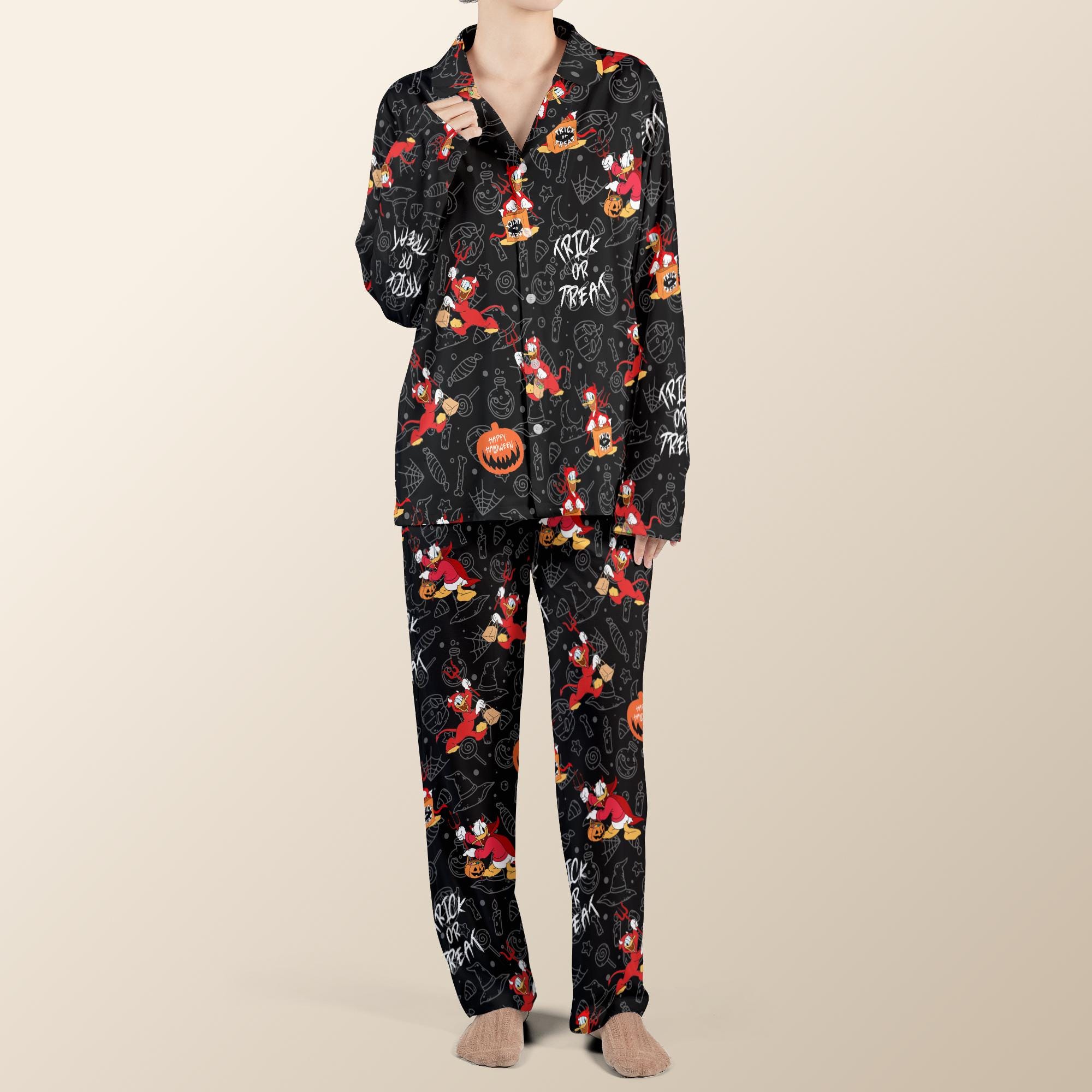 Discover Donald Duck Happy Halloween Pajamas set, Disney Donald Devil Cosplay Pajamas Sleepwear, Trick or Treat Disney Halloween Christmas Gift