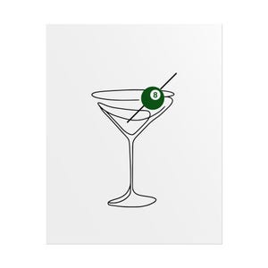 Pool Ball Martini Poster | Rolled Poster, Minimal Line Art, Bar Decor