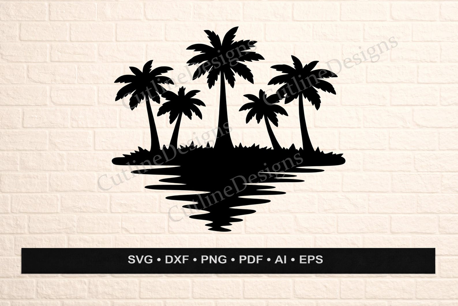 Palm Tree Island SVG | Tropical Beach DXF File | Laser Cut CNC Design ...