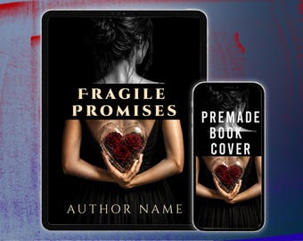 Dark Romance Book Cover, Broken Heart Roses, Gothic Premade Fiction Design
