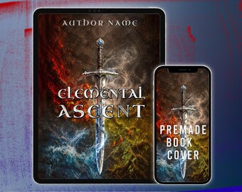 Premade Fantasy Book Cover, Epic Magic Sword Design for Fantasy Novel