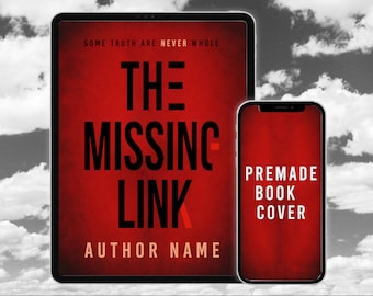 Missing Link Thriller Cover Template Red Typographic Mystery Suspense Book Design